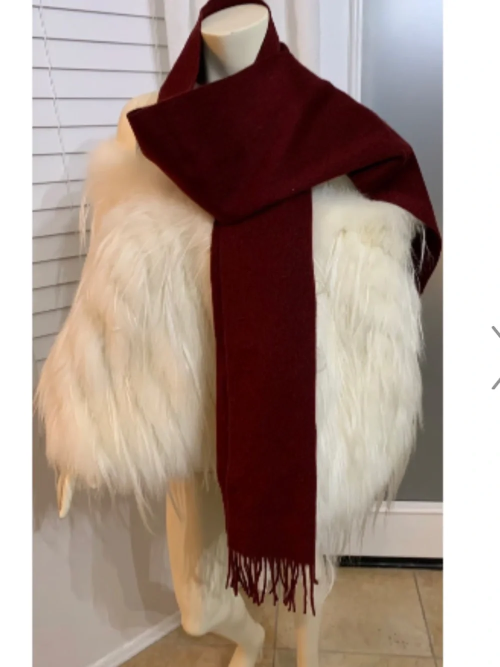 Stewart of Scotland Men’s Bordeaux Maroon Scarf Acrylic & Fringe Trim